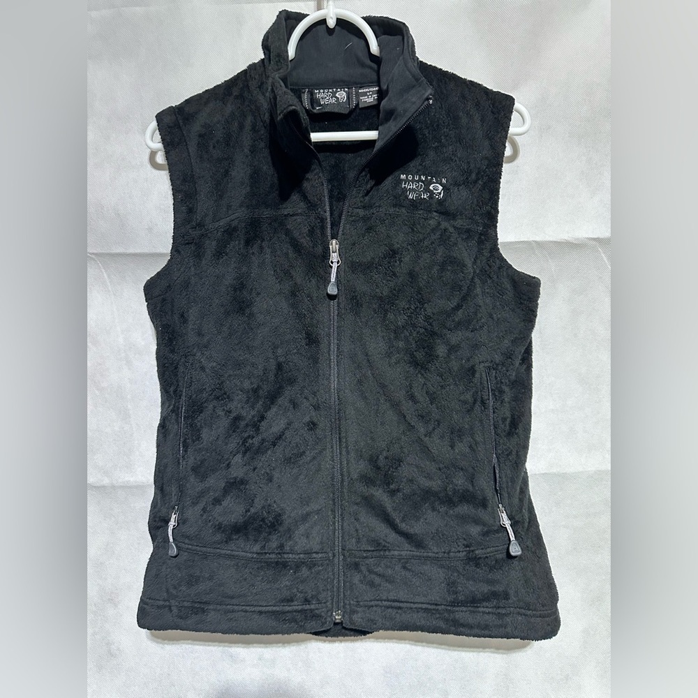 Mountain Hardware Vest Womens Small Black Fleece Full Zip Pockets Outdoor Casual